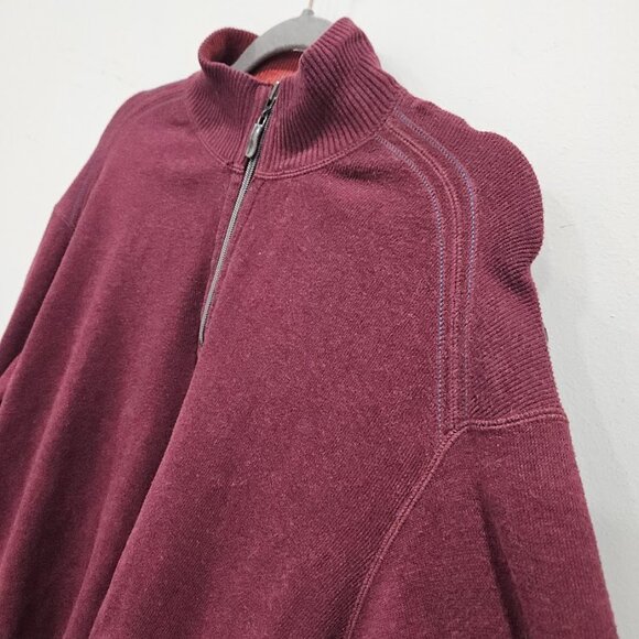 Tommy Bahama Maroon Men's Long Sleeve Quarter Zip Burgundy Sweater Knit Large LG - Picture 8 of 12